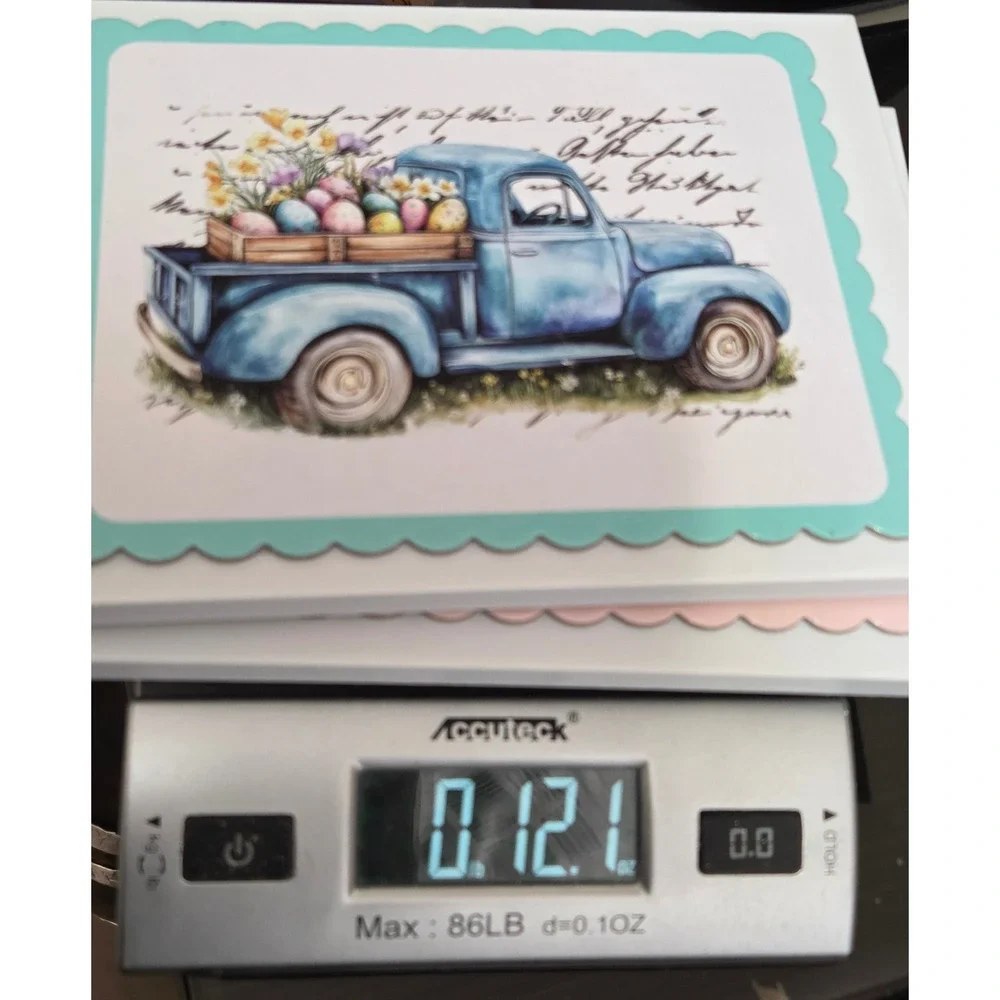Easter Framed Art Set 2 Blue Truck Chick Eggs Spring Decor White Frames